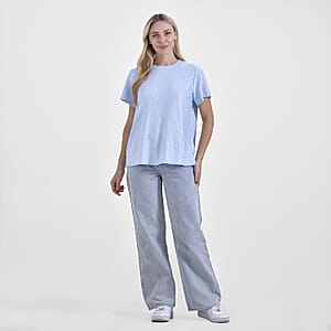 Baby Blue Glitter Short Sleeved Crew-neck Top - One Size Fits Most