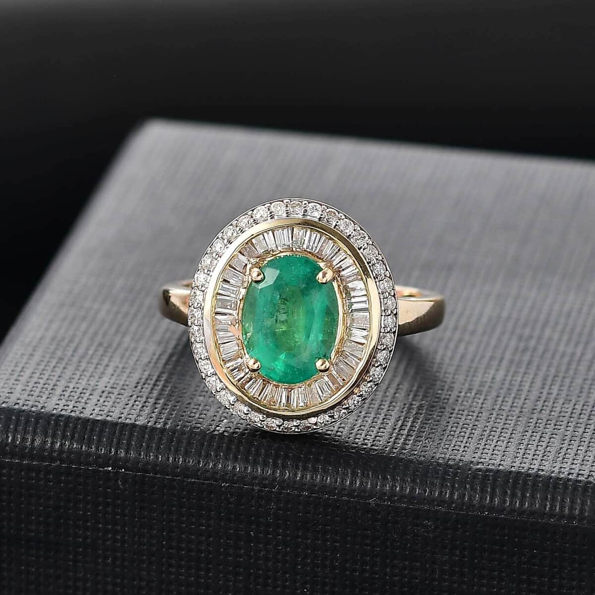 Luxoro 10K Yellow Gold AAA Kagem Zambian Emerald, Diamond (G-H, I2) (0.55 cts) Ring (Size 10.0) (4.45 g) 2.30 ctw image number 1