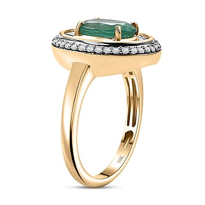 Luxoro 10K Yellow Gold AAA Kagem Zambian Emerald, Diamond (G-H, I2) (0.55 cts) Ring (Size 10.0) (4.45 g) 2.30 ctw