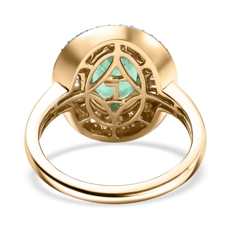 Luxoro 10K Yellow Gold AAA Kagem Zambian Emerald, Diamond (G-H, I2) (0.55 cts) Ring (Size 10.0) (4.45 g) 2.30 ctw