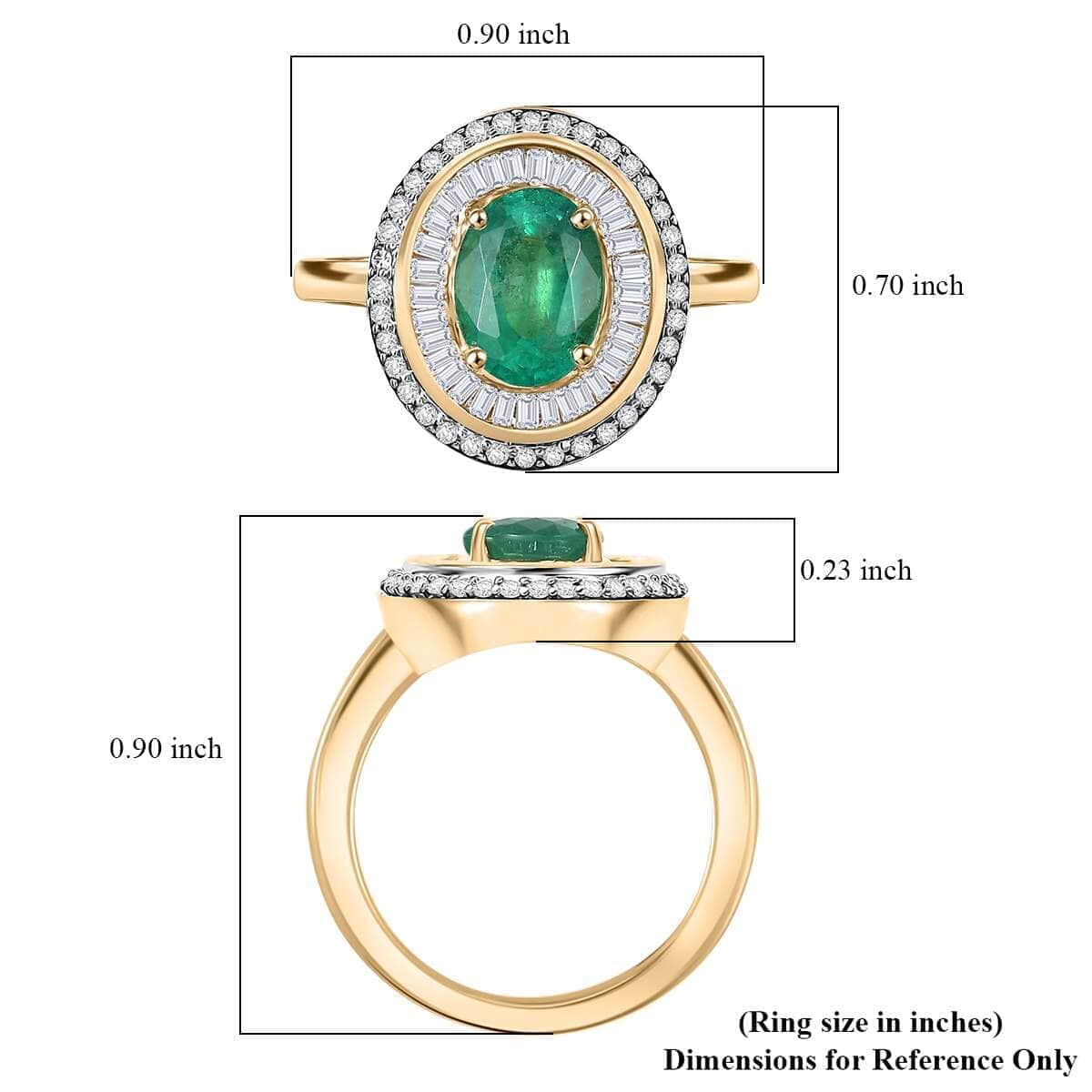 Luxoro 10K Yellow Gold AAA Kagem Zambian Emerald, Diamond (G-H, I2) (0.55 cts) Ring (Size 10.0) (4.45 g) 2.30 ctw image number 5