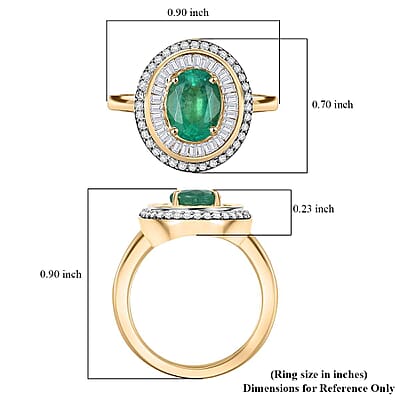 Luxoro 10K Yellow Gold AAA Kagem Zambian Emerald, Diamond (G-H, I2) (0.55 cts) Ring (Size 10.0) (4.45 g) 2.30 ctw