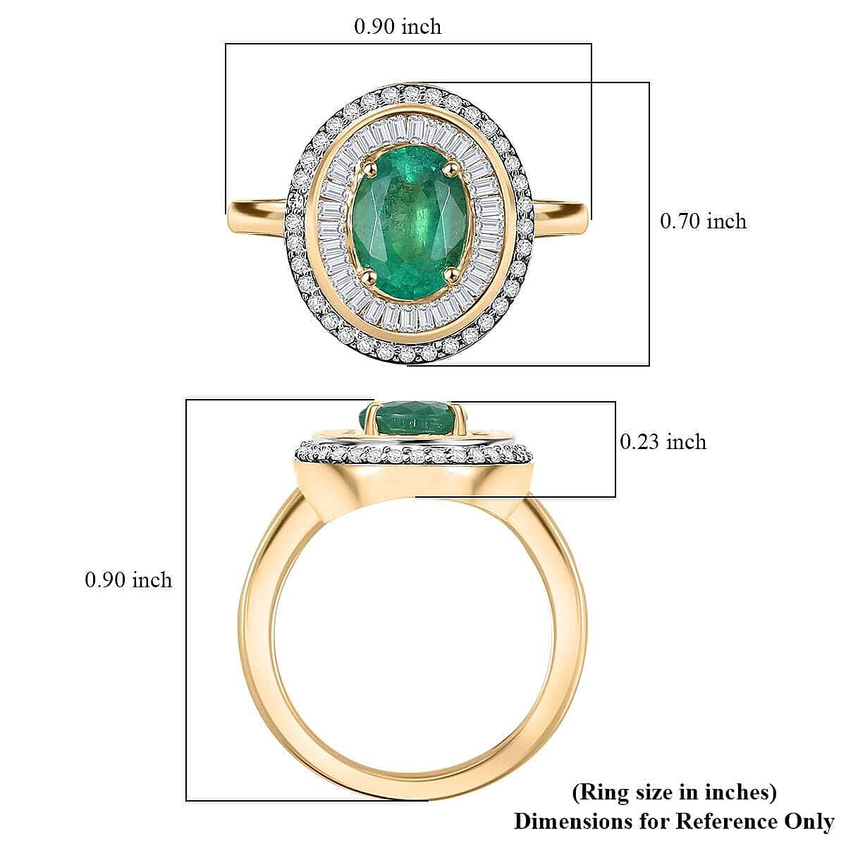Luxoro 10K Yellow Gold AAA Kagem Zambian Emerald, Diamond (G-H, I2) (0.55 cts) Ring (Size 10.5) (4.45 g) 2.30 ctw image number 5