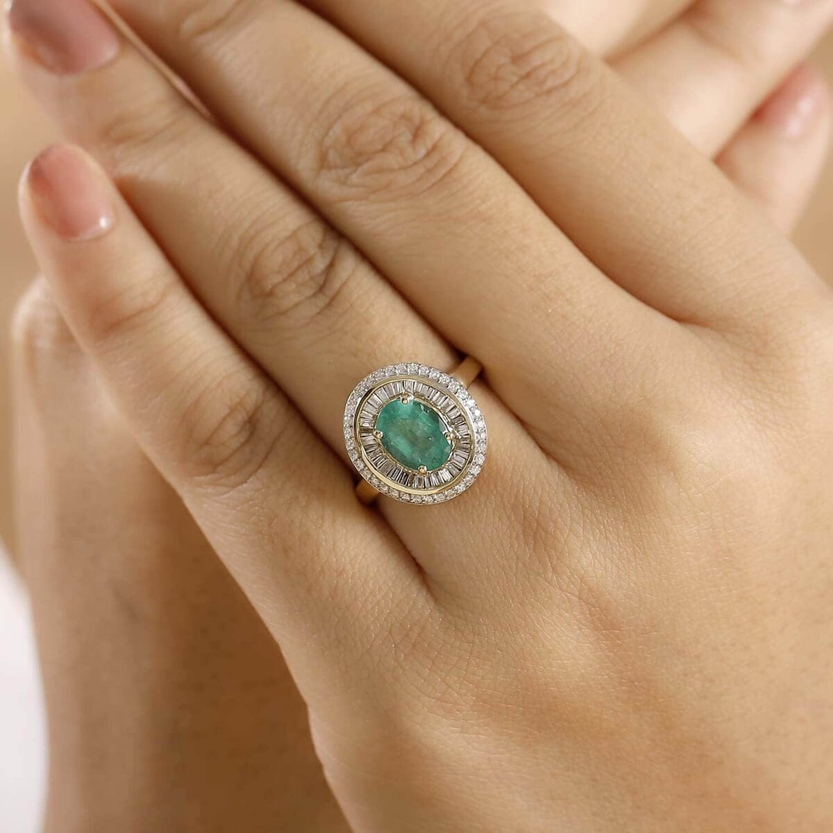 Luxoro 10K Yellow Gold AAA Kagem Zambian Emerald, Diamond (G-H, I2) (0.55 cts) Ring (Size 11.0) (4.45 g) 2.30 ctw image number 2