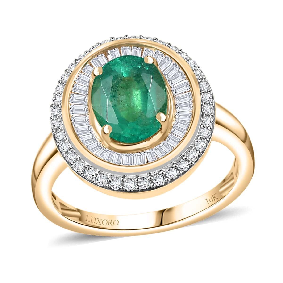 Luxoro AAA Kagem Zambian Emerald and G-H I2 Diamond 2.30 ctw Ring in 10K Yellow Gold (Size 9.0) 4.45 Grams image number 0
