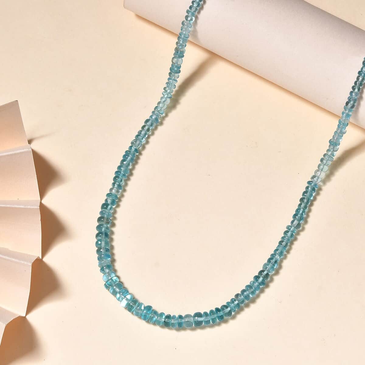 Betroka Blue Apatite 70.00 ctw Beaded Necklace in Rhodium Over Sterling Silver 18-20 Inches image number 1