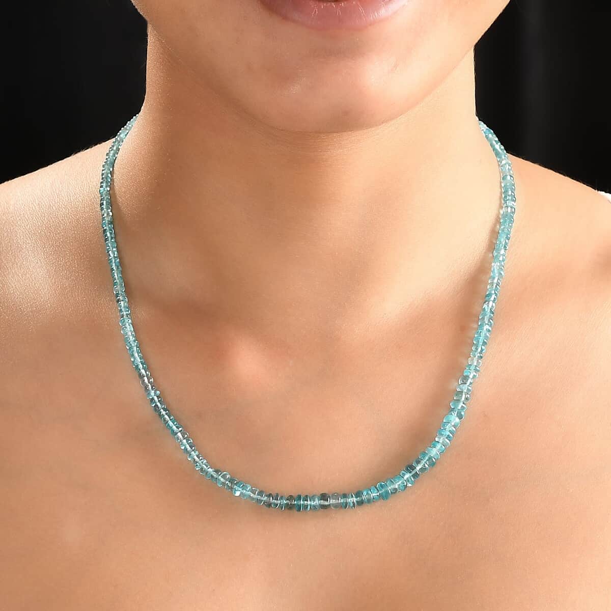 Betroka Blue Apatite 70.00 ctw Beaded Necklace in Rhodium Over Sterling Silver 18-20 Inches image number 2