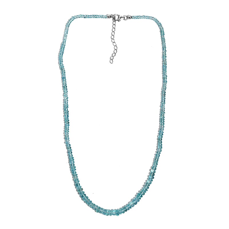 Betroka Blue Apatite 70.00 ctw Beaded Necklace in Rhodium Over Sterling Silver 18-20 Inches