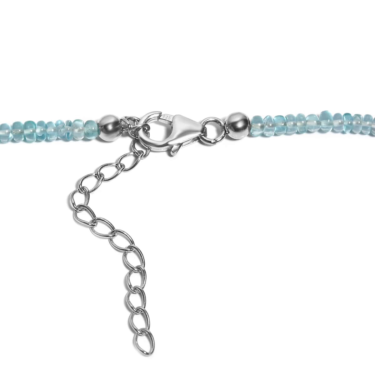 Betroka Blue Apatite 70.00 ctw Beaded Necklace in Rhodium Over Sterling Silver 18-20 Inches image number 4