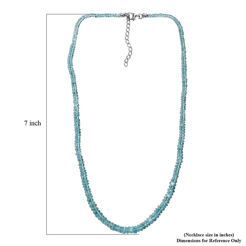 Betroka Blue Apatite 70.00 ctw Beaded Necklace in Rhodium Over Sterling Silver 18-20 Inches