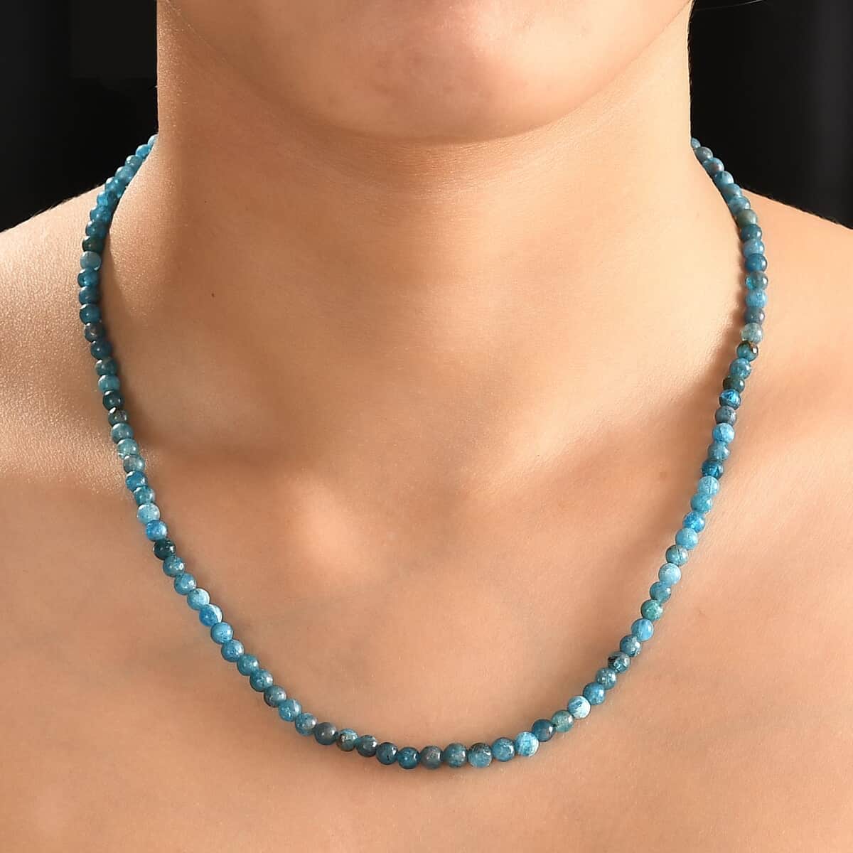 Malgache Neon Apatite 56.00 ctw Beaded Necklace in Stainless Steel 18-20 Inches image number 2