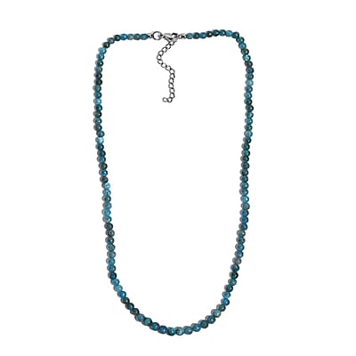 Malgache Neon Apatite 56.00 ctw Beaded Necklace in Stainless Steel 18-20 Inches