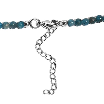 Malgache Neon Apatite 56.00 ctw Beaded Necklace in Stainless Steel 18-20 Inches