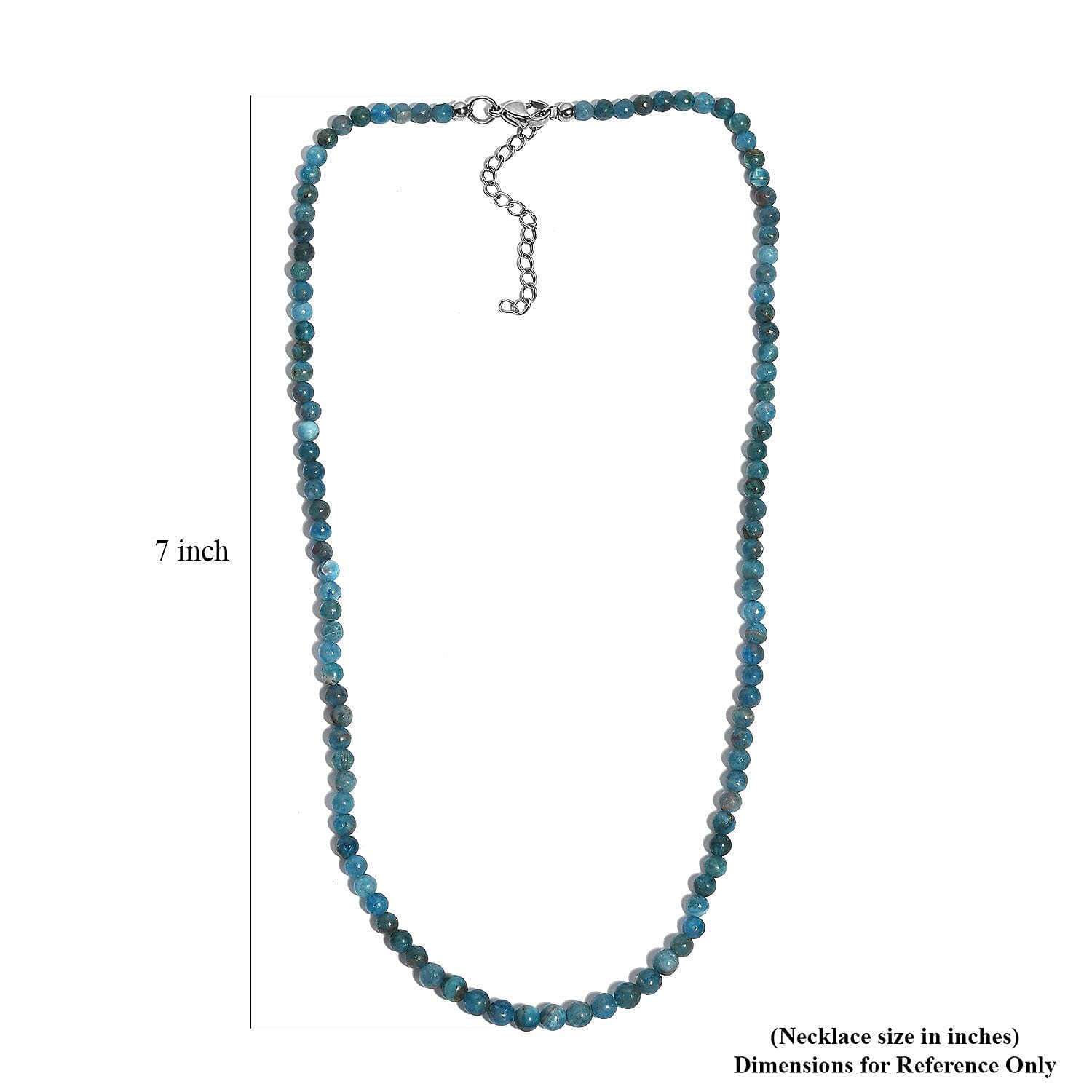 Malgache Neon Apatite 56.00 ctw Beaded Necklace in Stainless Steel 18-20 Inches