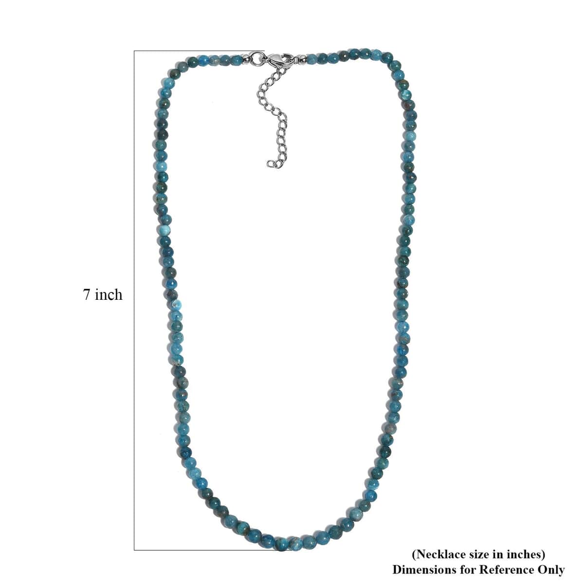 Malgache Neon Apatite 56.00 ctw Beaded Necklace in Stainless Steel 18-20 Inches image number 5