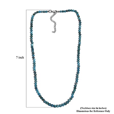 Malgache Neon Apatite 56.00 ctw Beaded Necklace in Stainless Steel 18-20 Inches