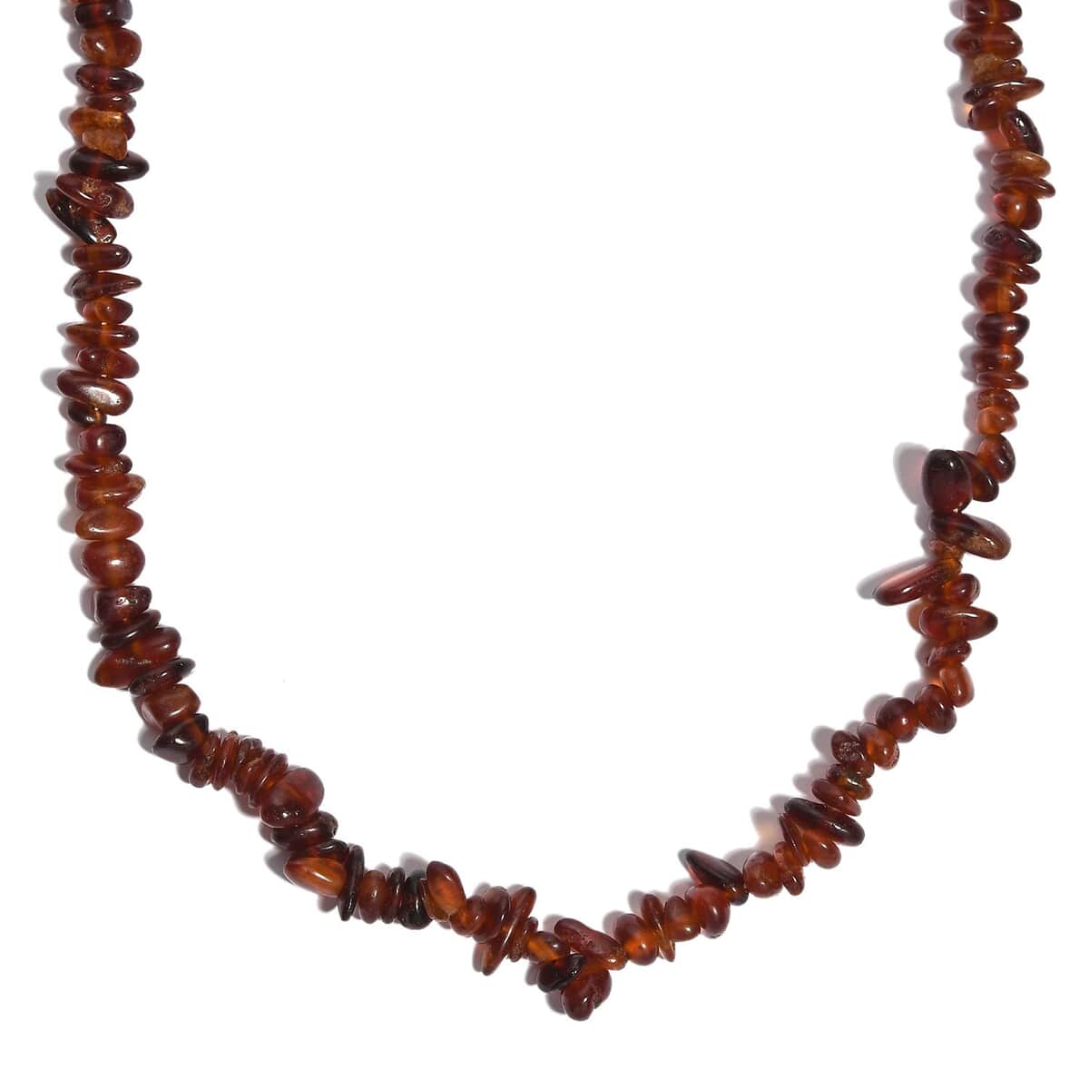 Hessonite Garnet 210.00 ctw Chips Necklace in Stainless Steel 20 Inches image number 0