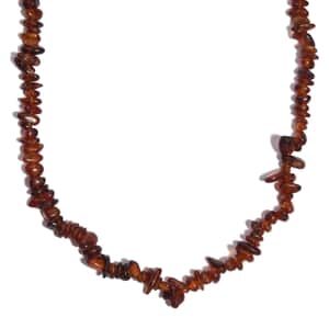 Hessonite Garnet 210.00 ctw Chips Necklace in Stainless Steel 20 Inches