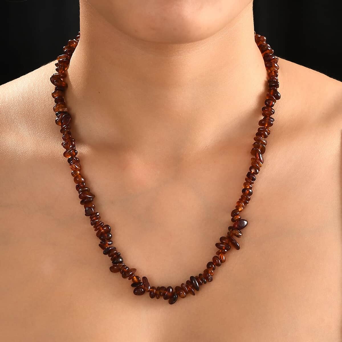 Hessonite Garnet 210.00 ctw Chips Necklace in Stainless Steel 20 Inches image number 2