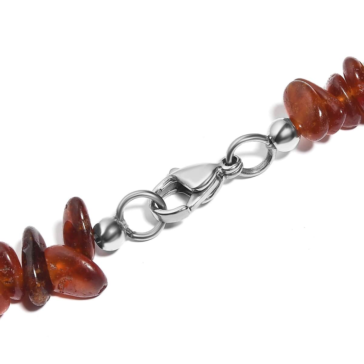 Hessonite Garnet 210.00 ctw Chips Necklace in Stainless Steel 20 Inches image number 4