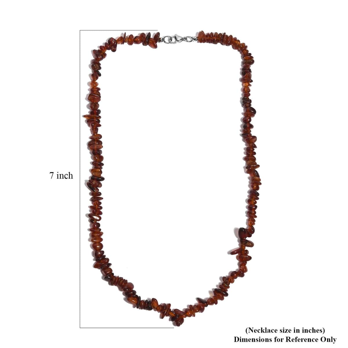 Hessonite Garnet 210.00 ctw Chips Necklace in Stainless Steel 20 Inches image number 5