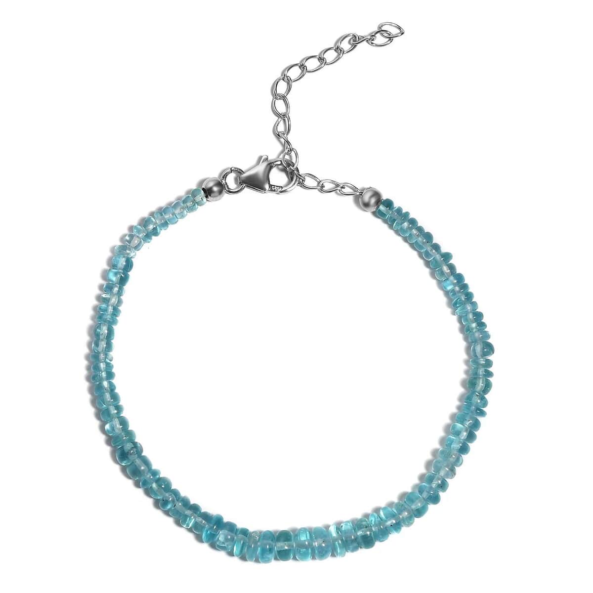 Betroka Blue Apatite 26.00 ctw Beaded Bracelet in Rhodium Over Sterling Silver (7.25-9.25In) image number 0