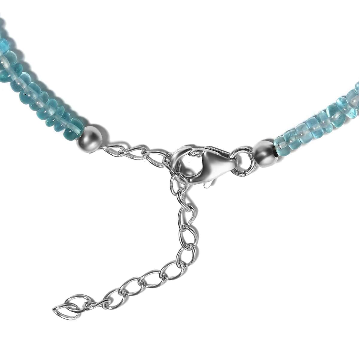 Betroka Blue Apatite 26.00 ctw Beaded Bracelet in Rhodium Over Sterling Silver (7.25-9.25In) image number 3