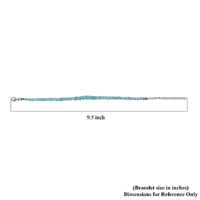 Betroka Blue Apatite 26.00 ctw Beaded Bracelet in Rhodium Over Sterling Silver (7.25-9.25In)