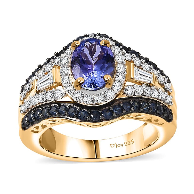 Premium Tanzanite and Multi Gemstone 2.70 ctw Eternal Elegance Ring in 18K Vermeil Yellow Gold Over Sterling Silver (Size 10.0)