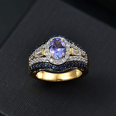 Premium Tanzanite and Multi Gemstone 2.70 ctw Eternal Elegance Ring in 18K Vermeil Yellow Gold Over Sterling Silver (Size 10.0)