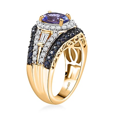 Premium Tanzanite and Multi Gemstone 2.70 ctw Eternal Elegance Ring in 18K Vermeil Yellow Gold Over Sterling Silver (Size 10.0)