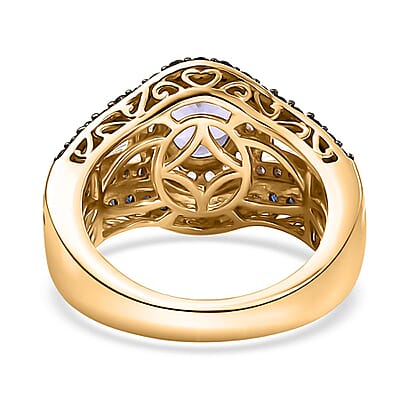 Premium Tanzanite and Multi Gemstone 2.70 ctw Eternal Elegance Ring in 18K Vermeil Yellow Gold Over Sterling Silver (Size 10.0)