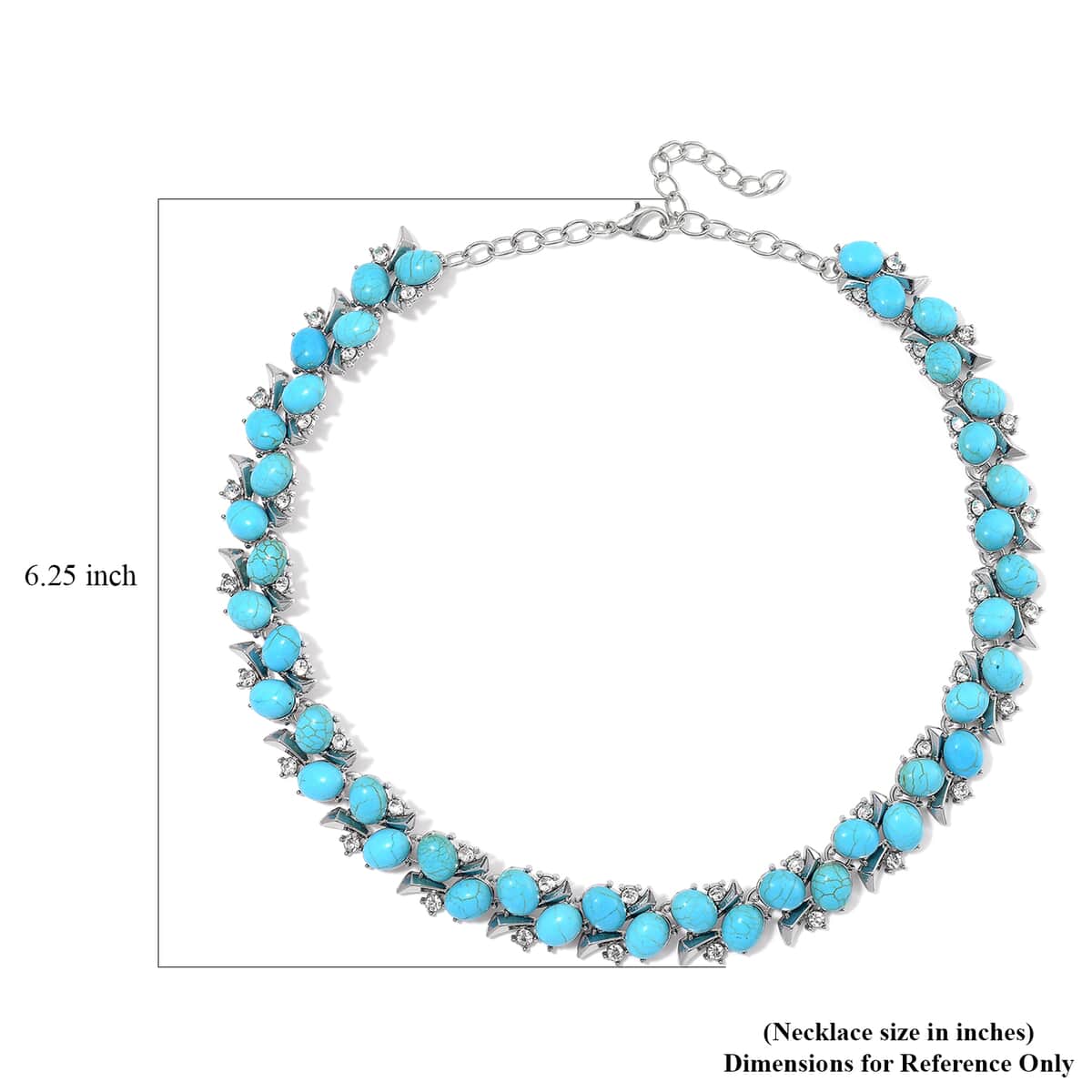 TLV Blue Howlite, White Austrian Crystal Necklace (18-20 Inches) in Silvertone 190.00 ctw image number 5