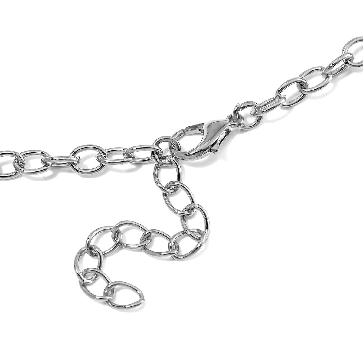 Black Howlite and White Austrian Crystal 190.00 ctw Necklace in Silvertone 18-20 Inche image number 4