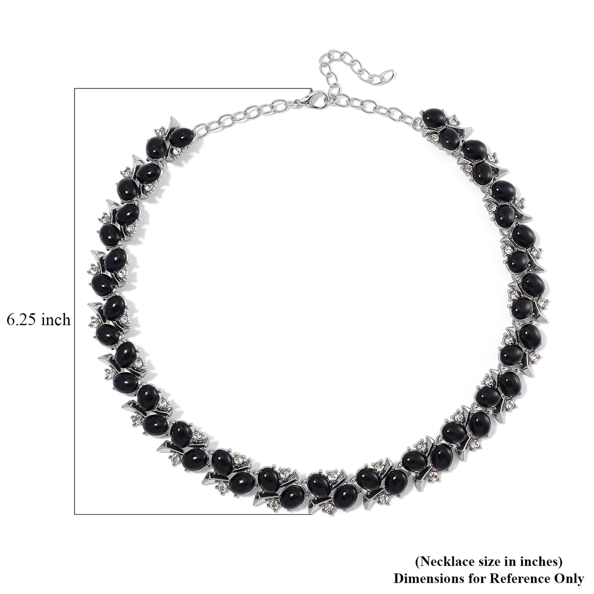 Black Howlite and White Austrian Crystal 190.00 ctw Necklace in Silvertone 18-20 Inche image number 5