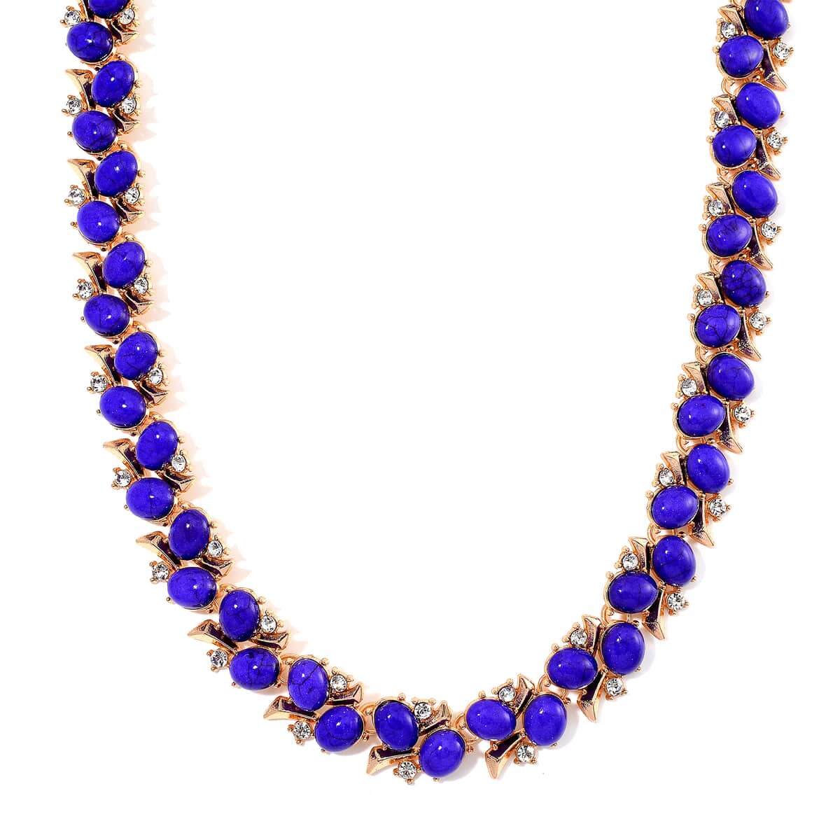 Purple Howlite and White Austrian Crystal 190.00 ctw Necklace in Goldtone 18-20 Inches image number 0