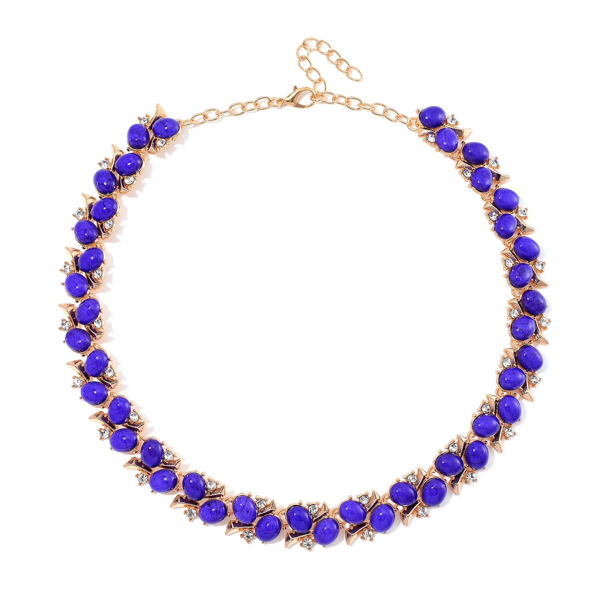 Purple Howlite and White Austrian Crystal 190.00 ctw Necklace in Goldtone 18-20 Inches image number 2