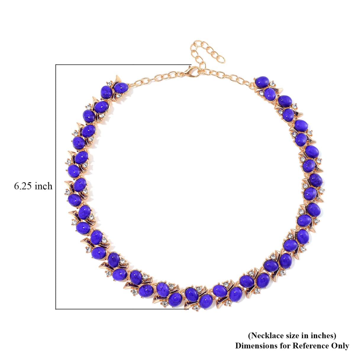 Purple Howlite and White Austrian Crystal 190.00 ctw Necklace in Goldtone 18-20 Inches image number 5