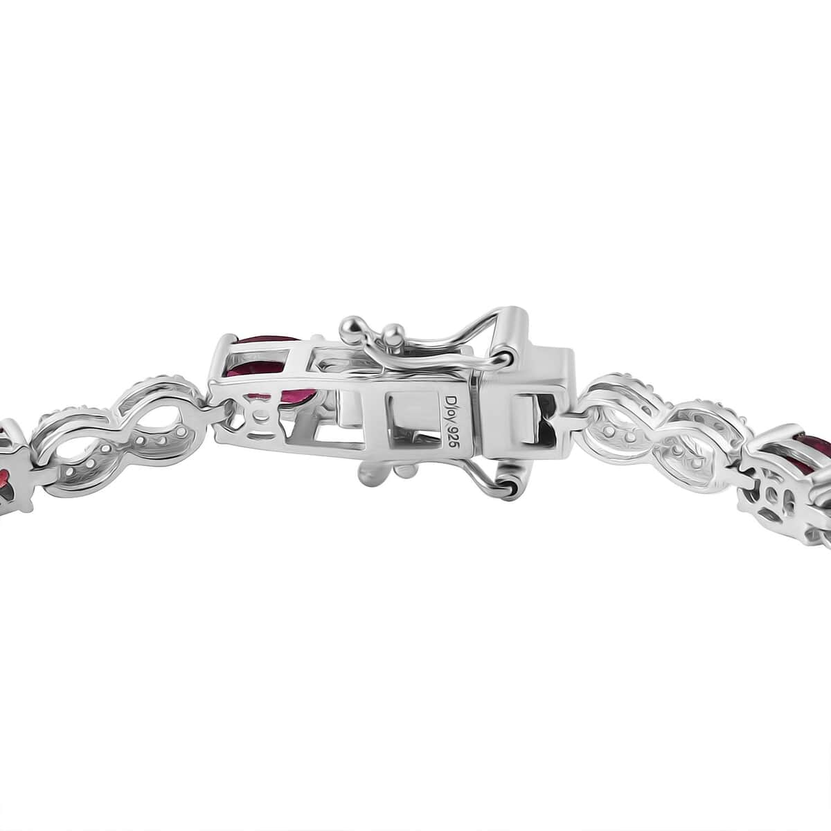 Premium Orissa Rhodolite Garnet and White Zircon 8.00 ctw Infinity Love Bracelet in Rhodium Over Sterling Silver (7.25 In) image number 3