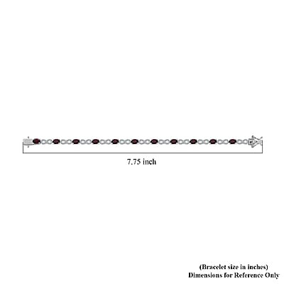 D'Joy Premium Orissa Rhodolite Garnet and White Zircon 8.00 ctw Infinity Love Bracelet in Rhodium Over Sterling Silver (7.25 In)