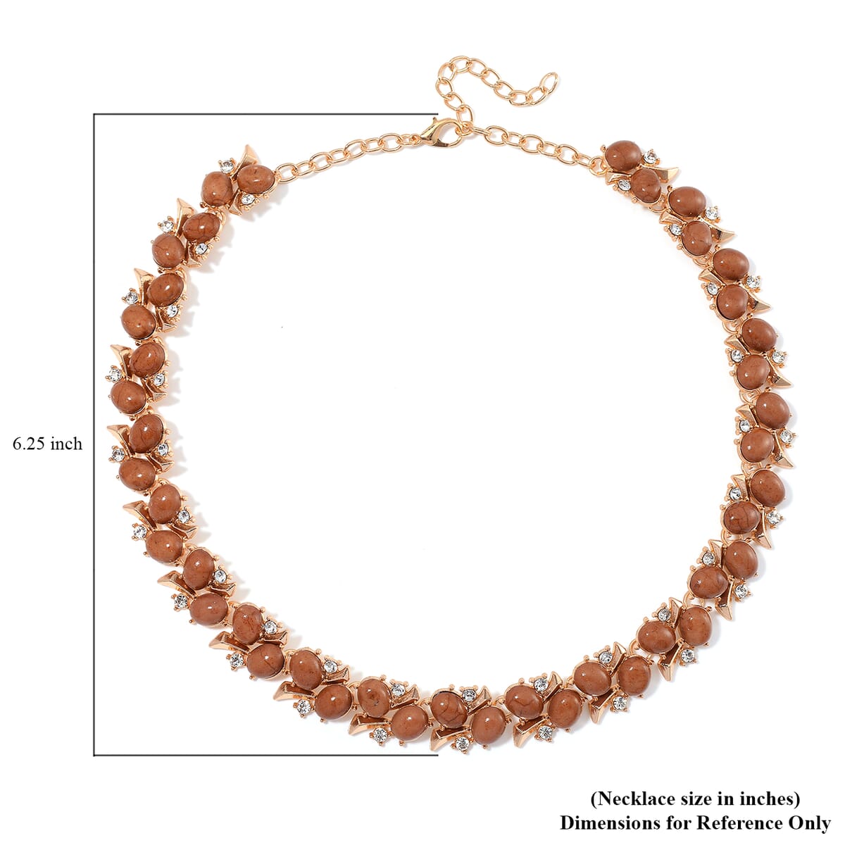 Brown Howlite and White Austrian Crystal 190.00 ctw Necklace in Goldtone 18-20 Inches image number 5