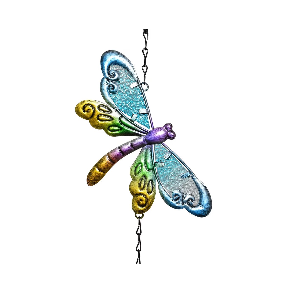 Set of 2 Blue and Purple Glass Iron Dragonfly Wind Chime image number 7