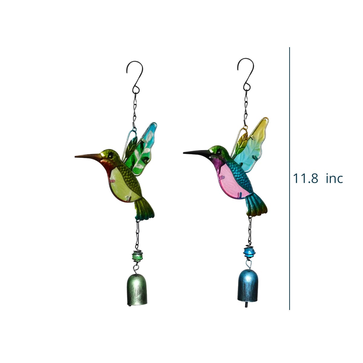 Set of 2 Blue and Blue Glass Iron Bird Wind Chime image number 6