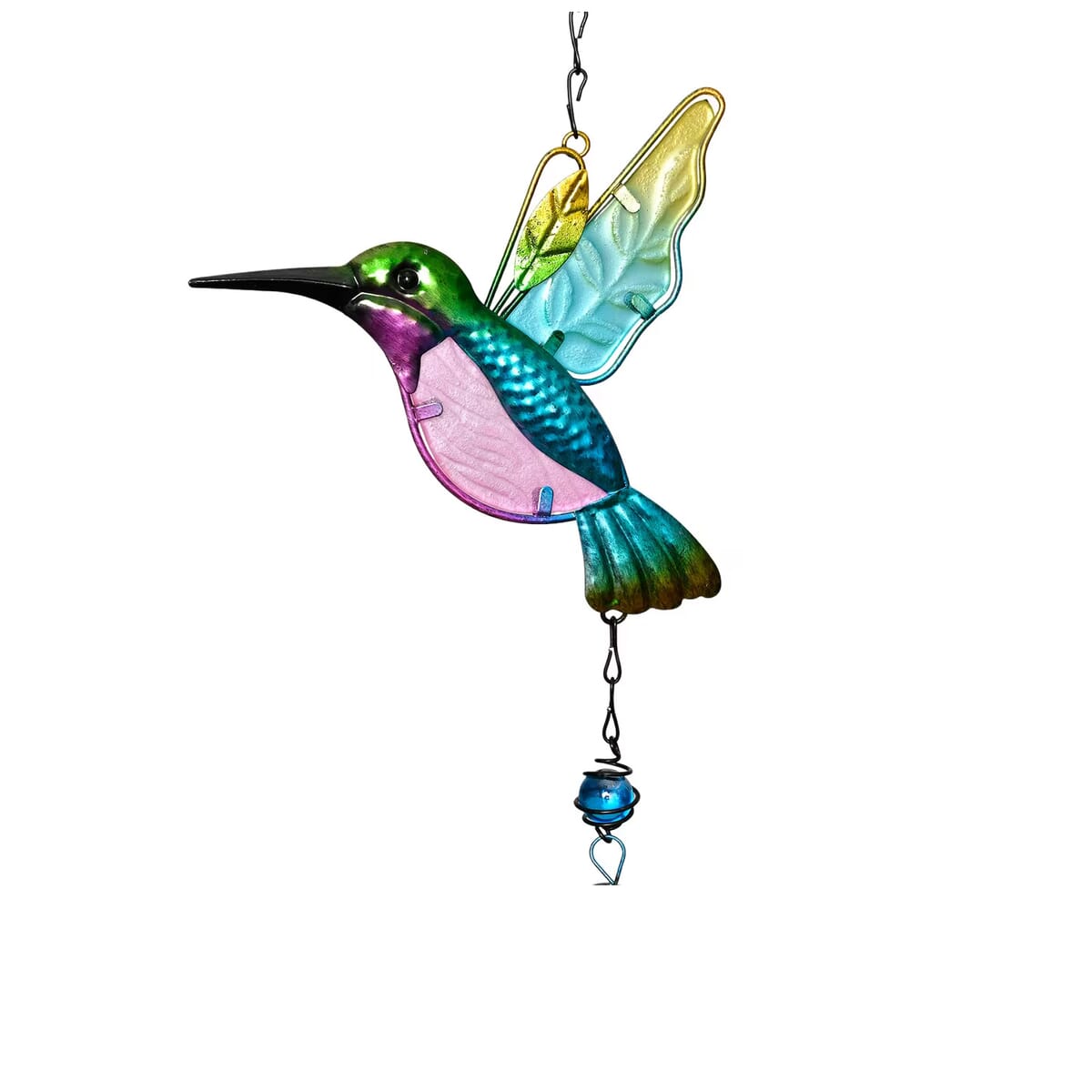 Set of 2 Blue and Blue Glass Iron Bird Wind Chime image number 7
