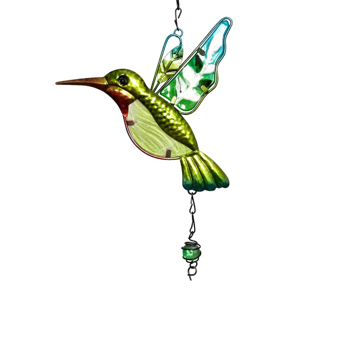 Set of 2 Blue and Blue Glass Iron Bird Wind Chime image number 8