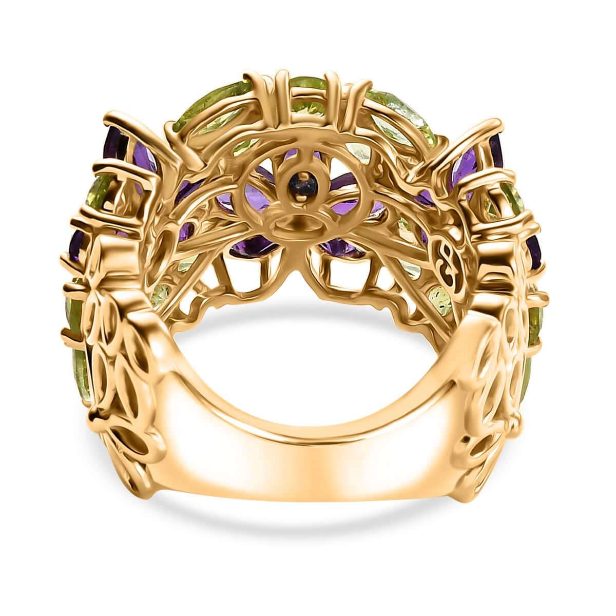 GP Premium African Amethyst, Peridot Ring in 18K Vermeil YG Over Sterling Silver (Size 10.0) 5.65 ctw image number 4