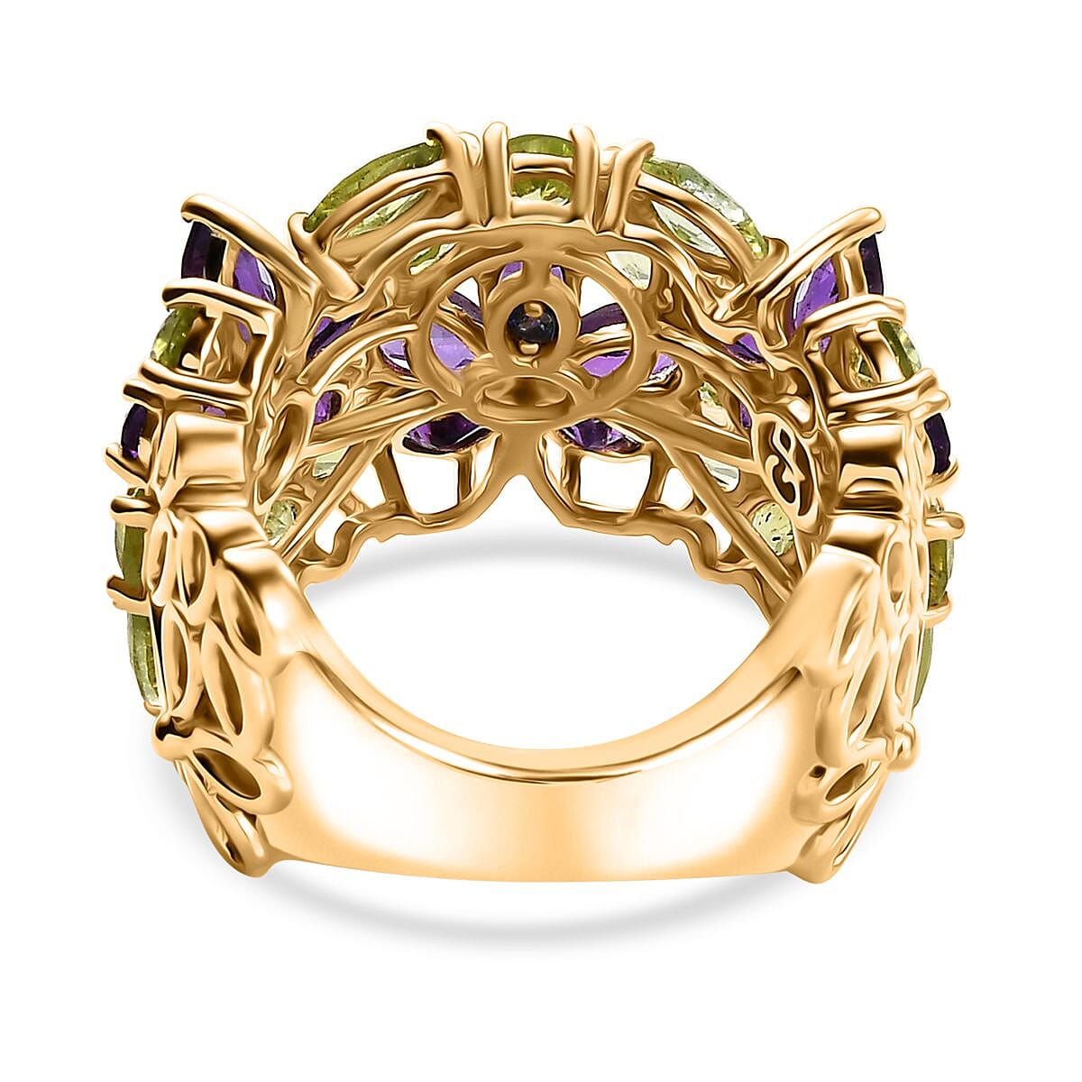 GP Italian Garden Collection Premium African Amethyst and Peridot 5.65 ctw Ring in 18K Vermeil Yellow Gold Over Sterling Silver (Size 6.0) image number 4