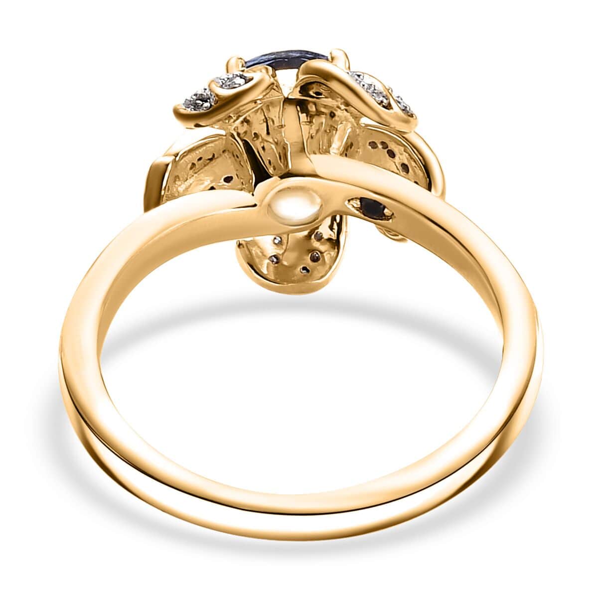 GP Italian Garden Collection Tanzanite and Diamond 1.35 ctw La Campanula Ring in 18K Vermeil Yellow Gold Over Sterling Silver (Size 10.0) image number 4