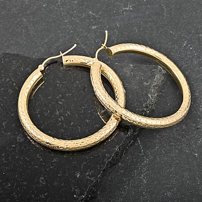 39.5x4mm Hoop Earrings in 14K Yellow Gold 3.30 Grams