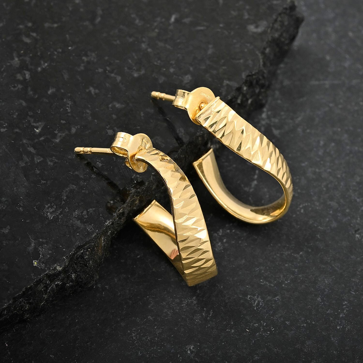 14K Yellow Gold Half Hoop Earrings 2.10 Grams